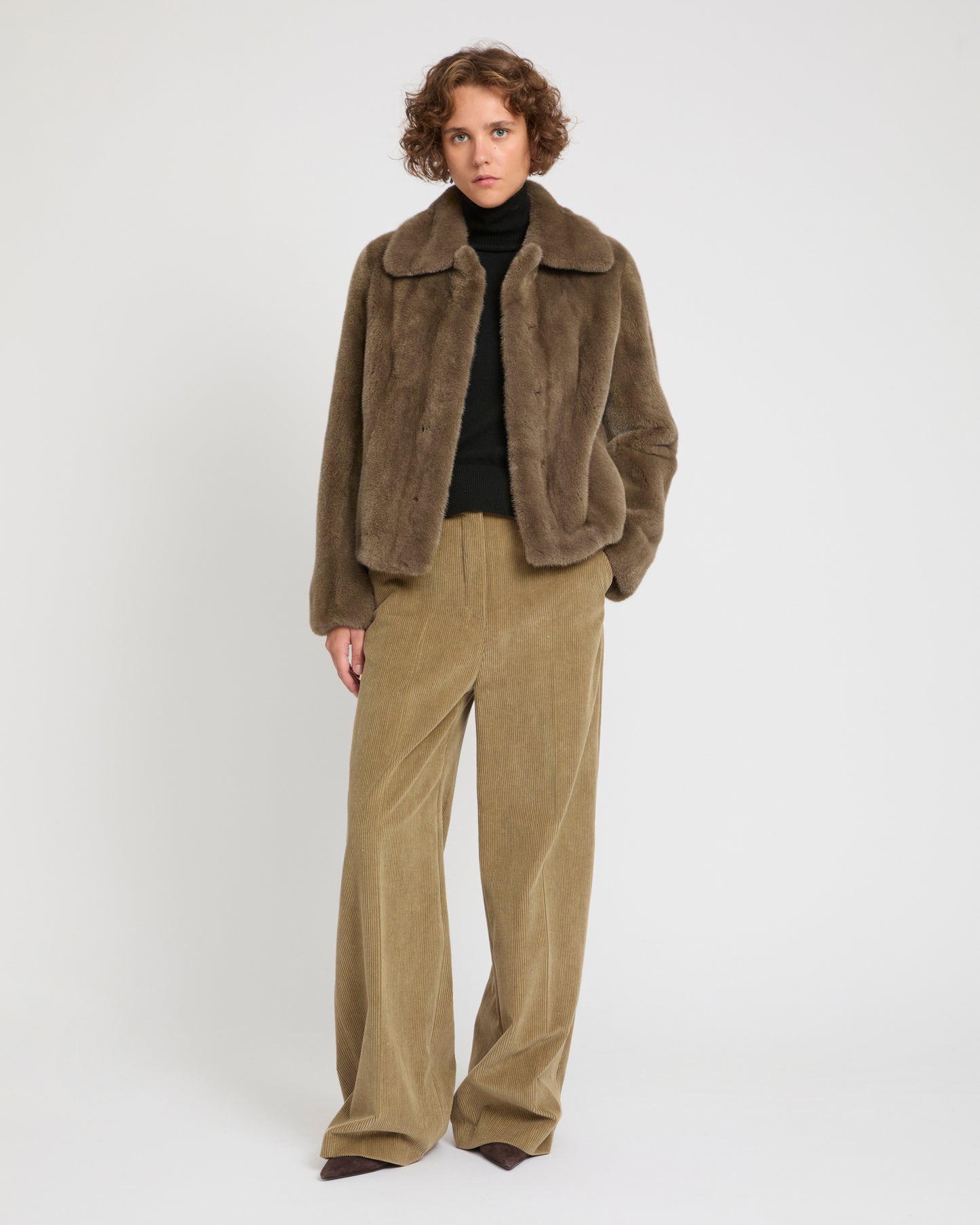 Short jacket in long-haired mink fur