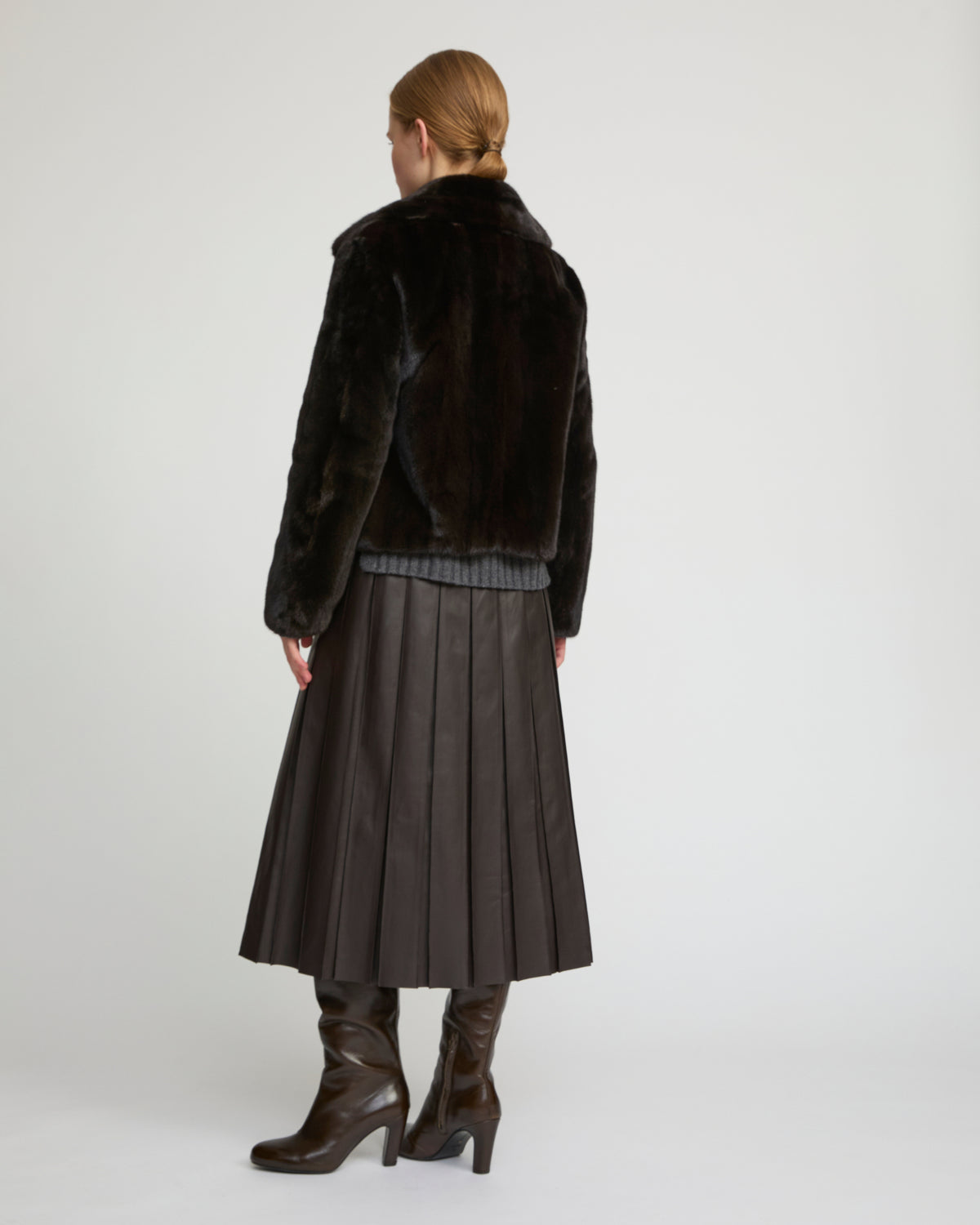 Short jacket in long-haired mink fur