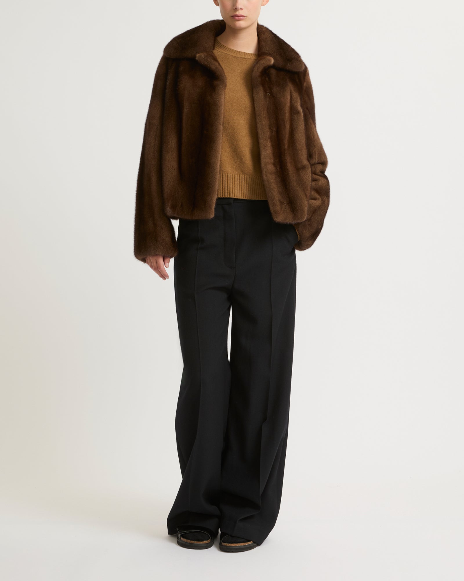 Short jacket in long-haired mink fur - brown - Yves Salomon – Yves