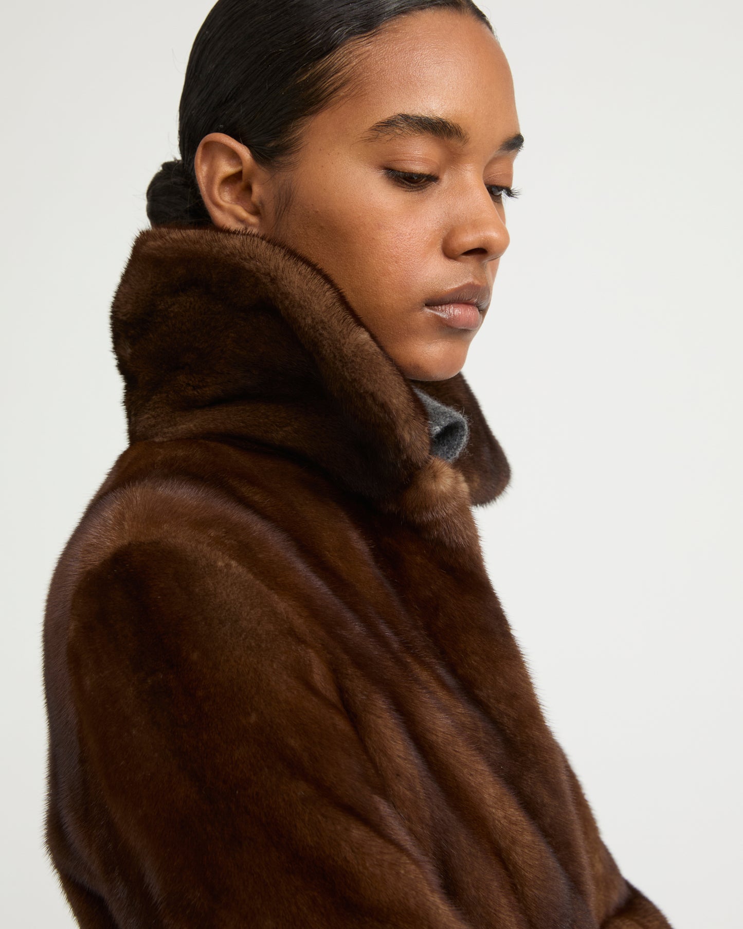 Short jacket in long-haired mink fur