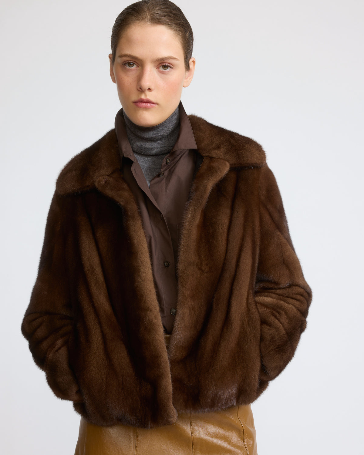 Short jacket in long-haired mink fur