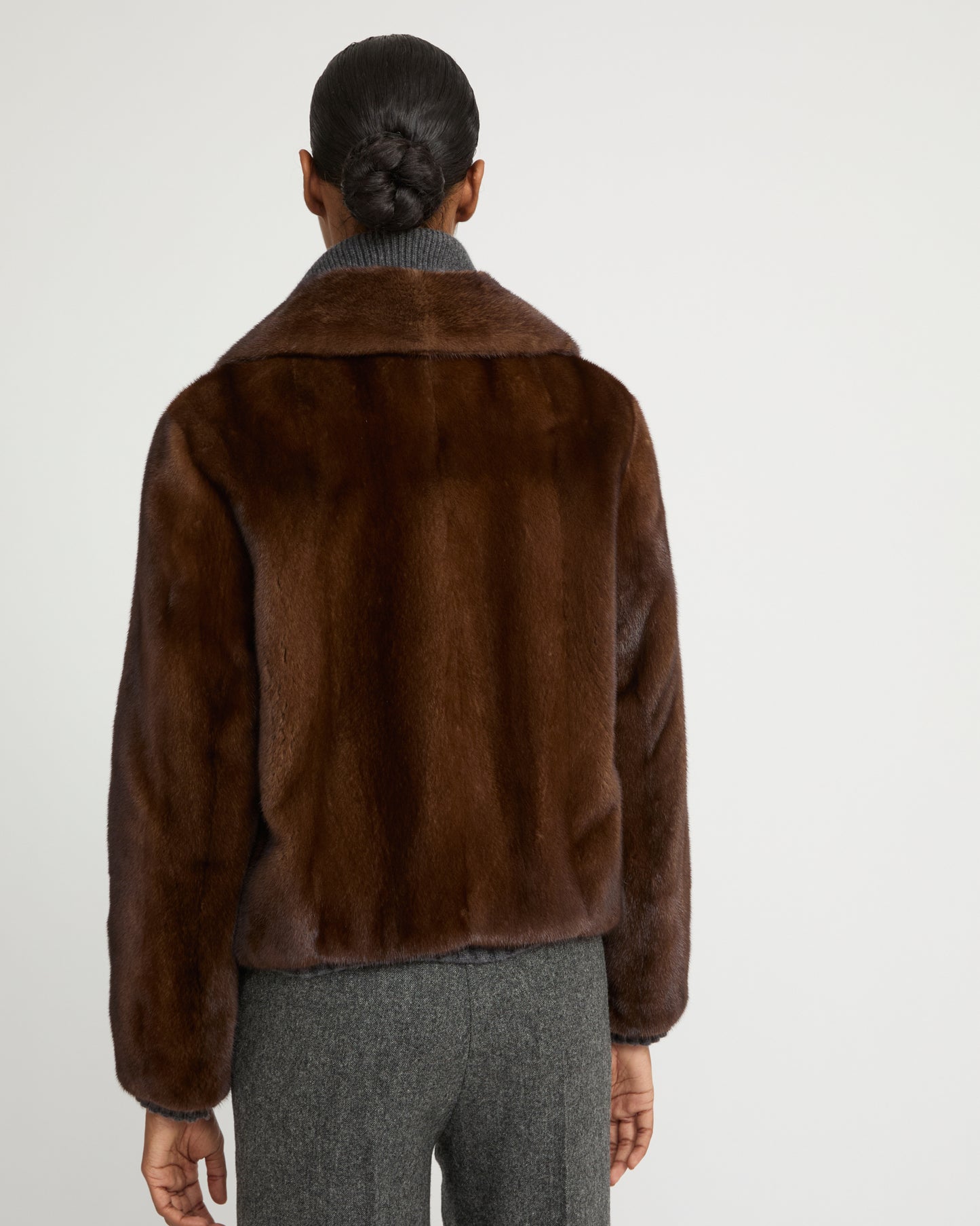Short jacket in long-haired mink fur