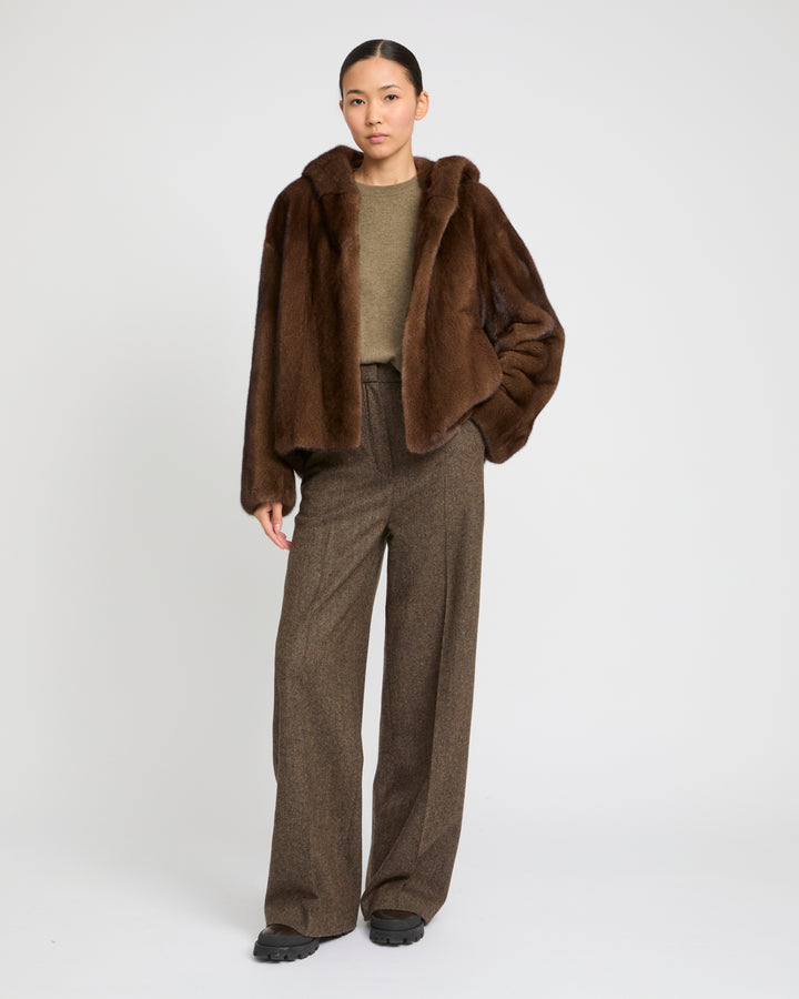 Hooded jacket in long-haired mink fur -Yves Salomon