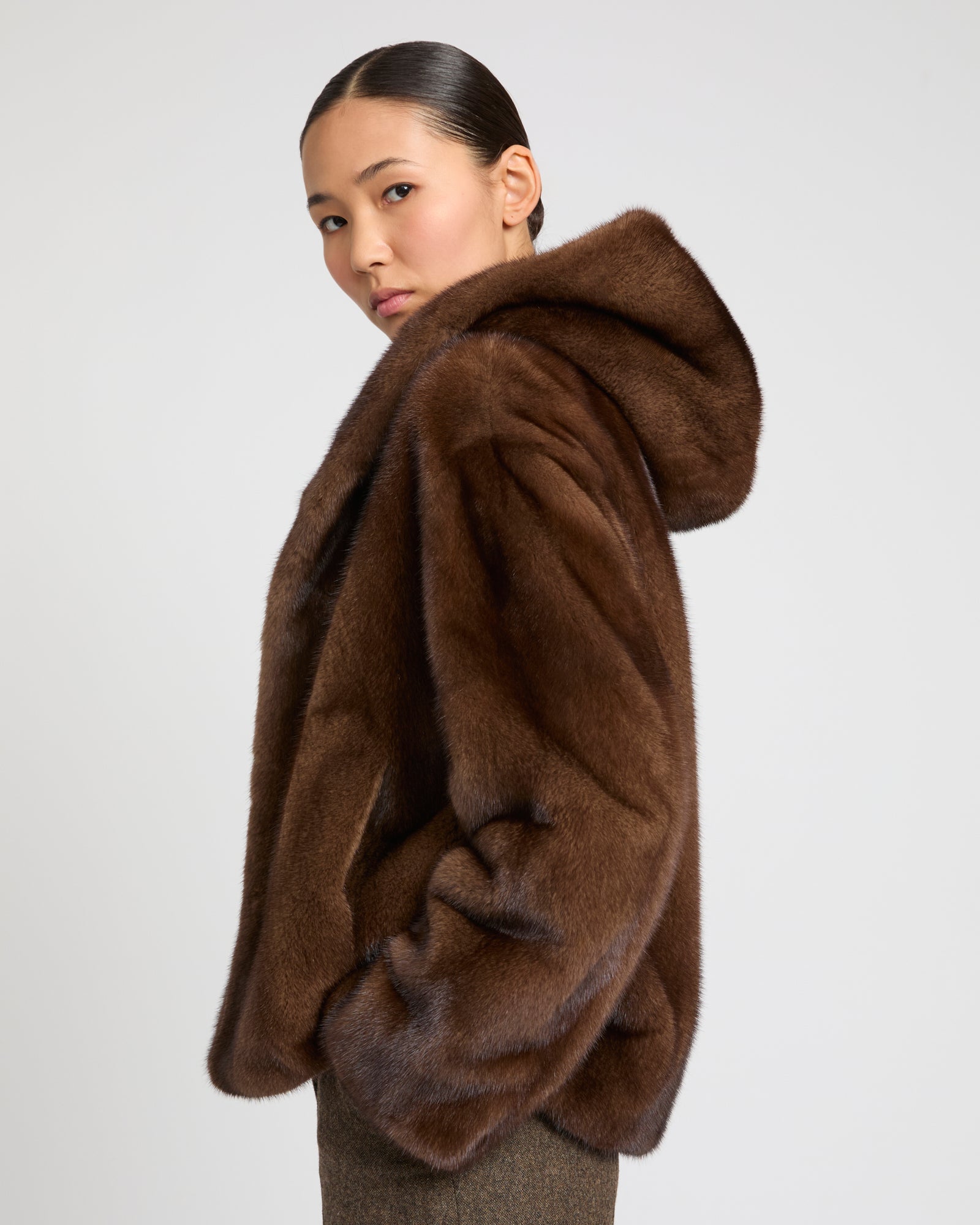 Hooded jacket in long-haired mink fur -Yves Salomon