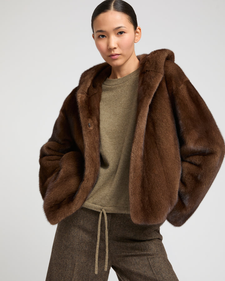 Hooded jacket in long-haired mink fur -Yves Salomon