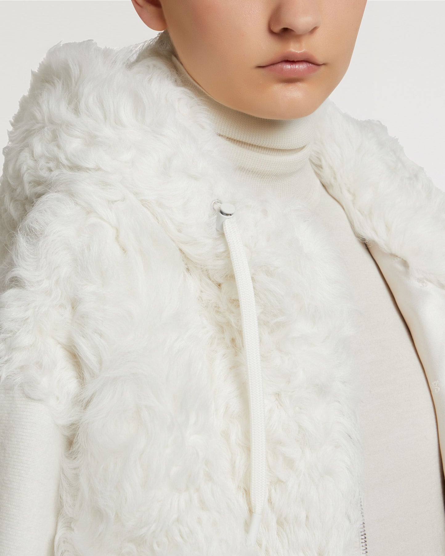 Hooded jacket in knit and curly lamb-Yves Salomon-Winter sale & boxing day