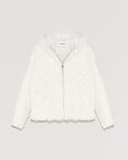 Hooded jacket in knit and curly lamb