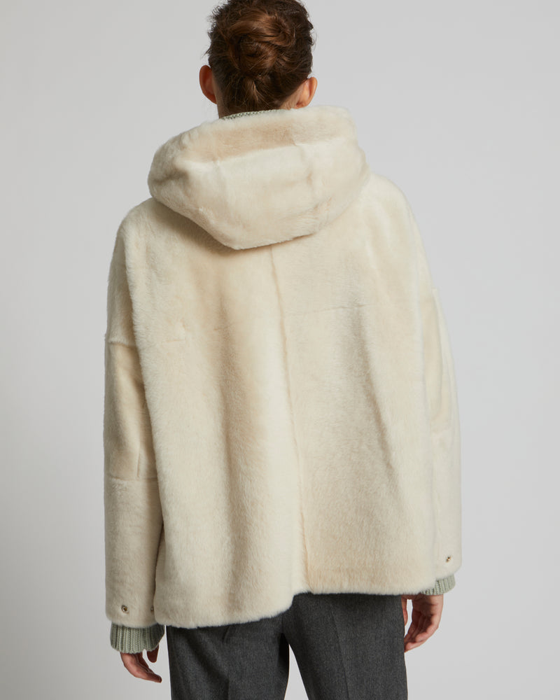 Hooded shearling jacket