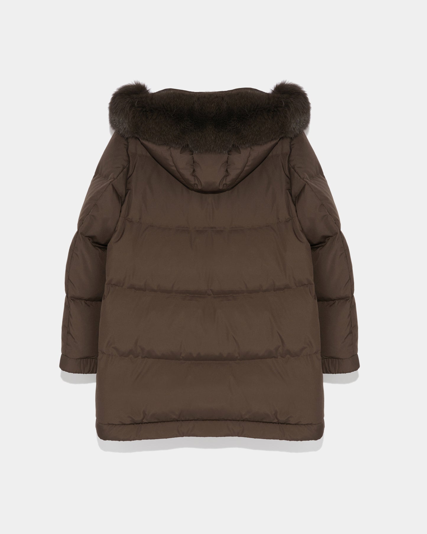 “A” line hooded down jacket with fox fur -Yves Salomon