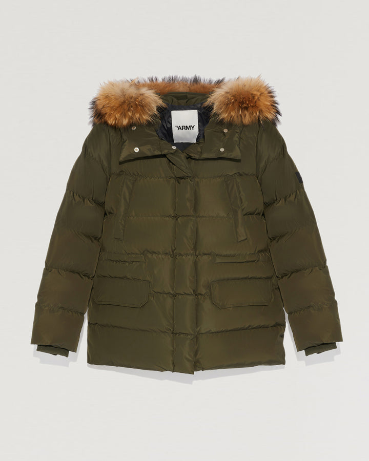 Black Friday 2025- Hooded down jacket with marmot fur-Yves Salomon-Winter sale & boxing day