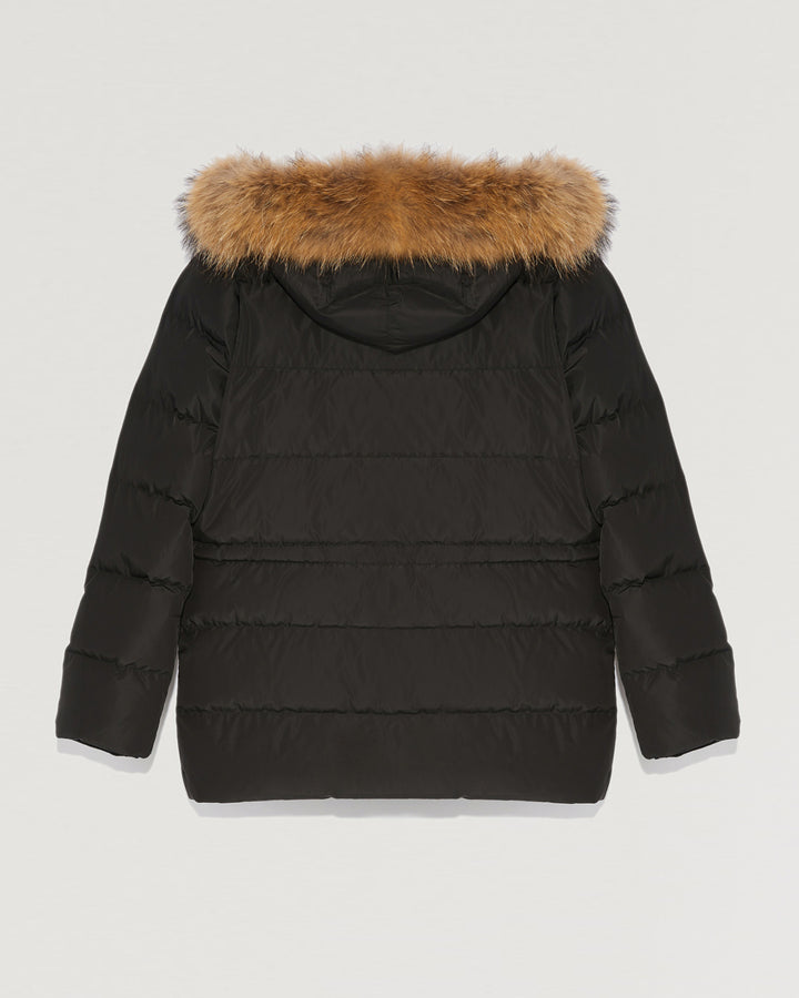 Black Friday 2025- Hooded down jacket with marmot fur-Yves Salomon-Winter sale & boxing day