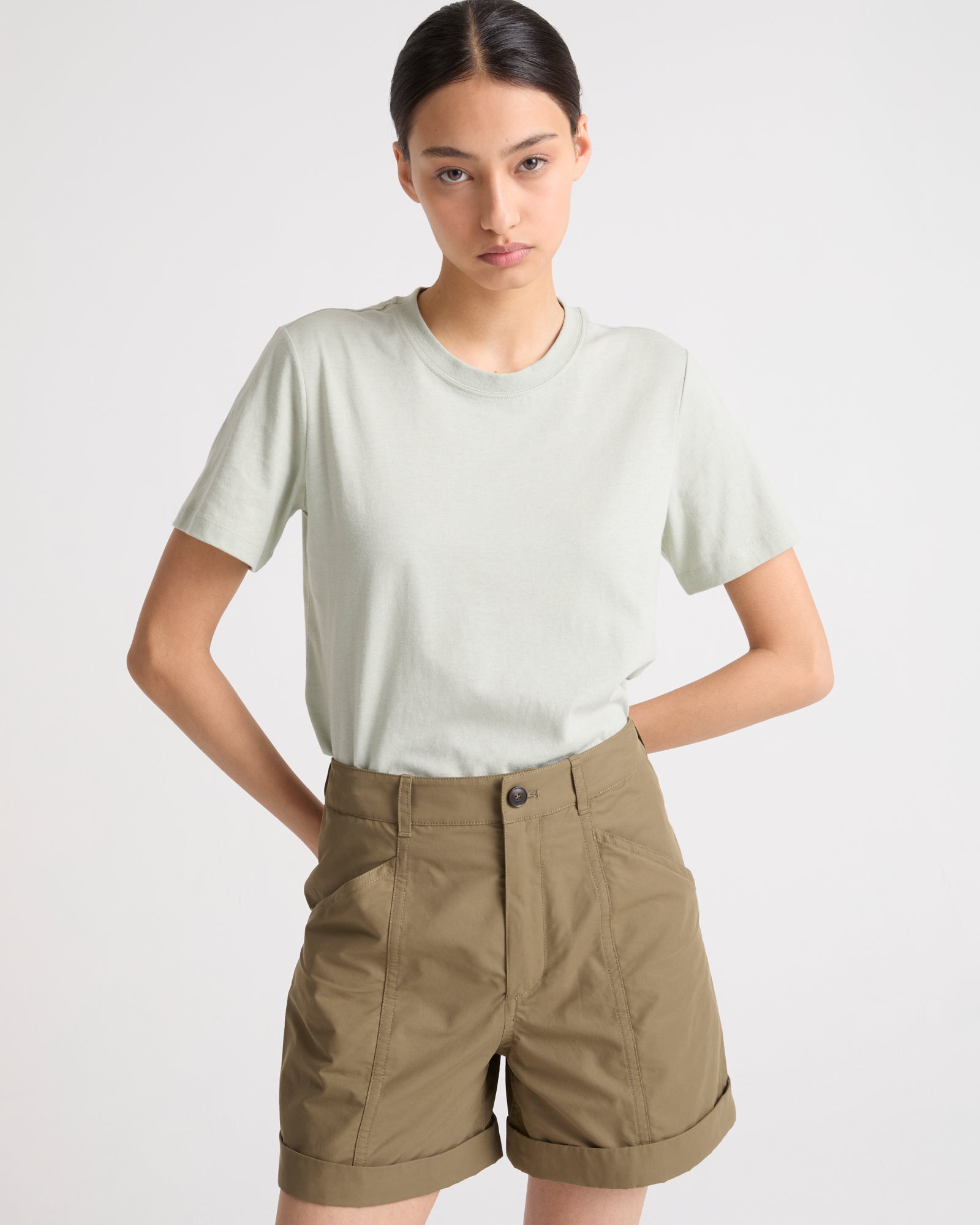 Cotton-cashmere jersey T-shirt - light green - Yves Salomon