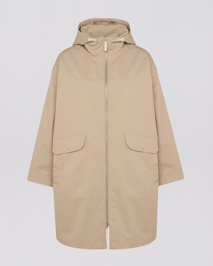 Black Friday 2025- Long parka in technical cotton-mix fabric