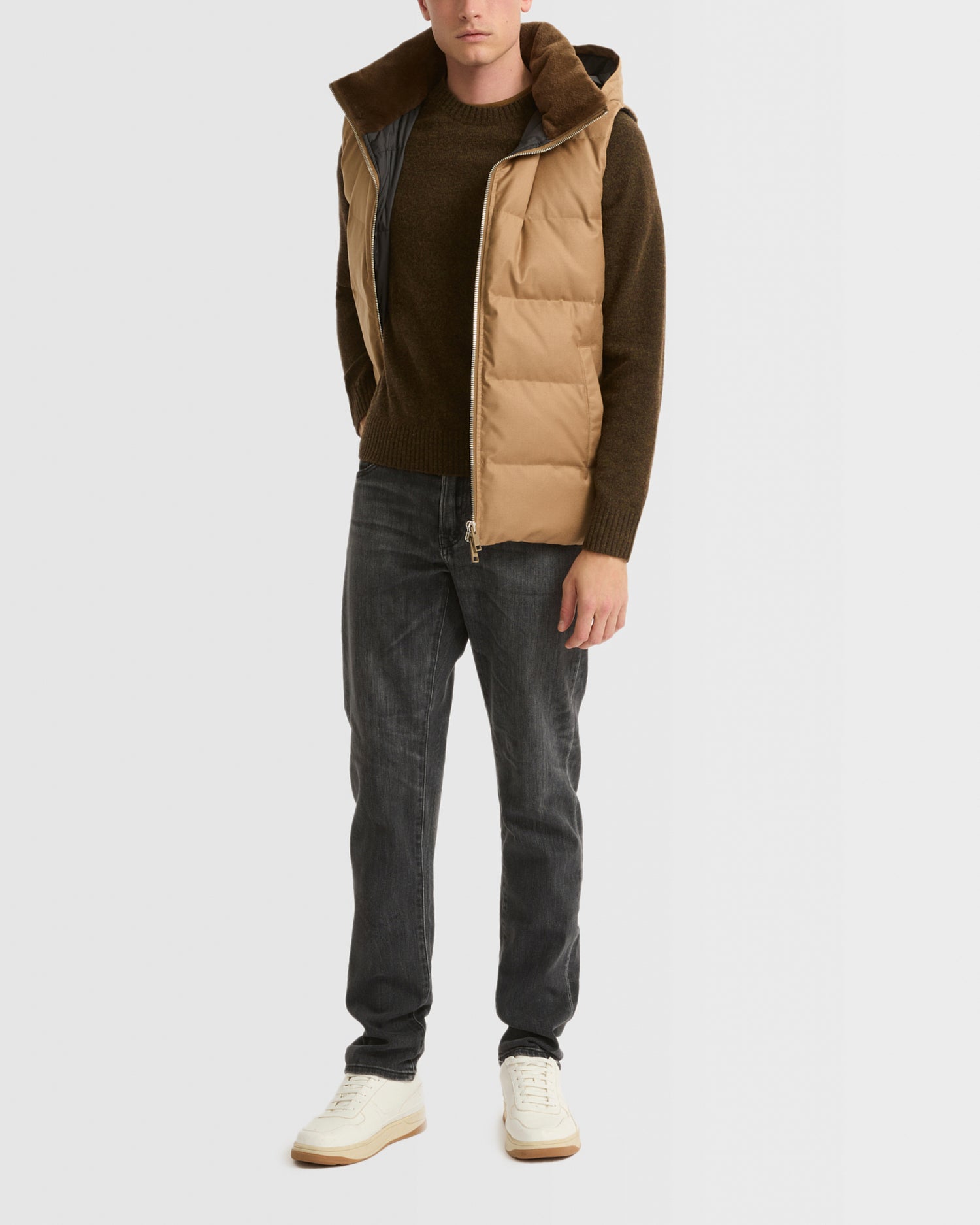 Down Gilet made with Loro Piana fabric with mink fur trim - Yves Salomon