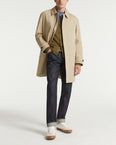 Mac coat in double-sided fabric with leather details