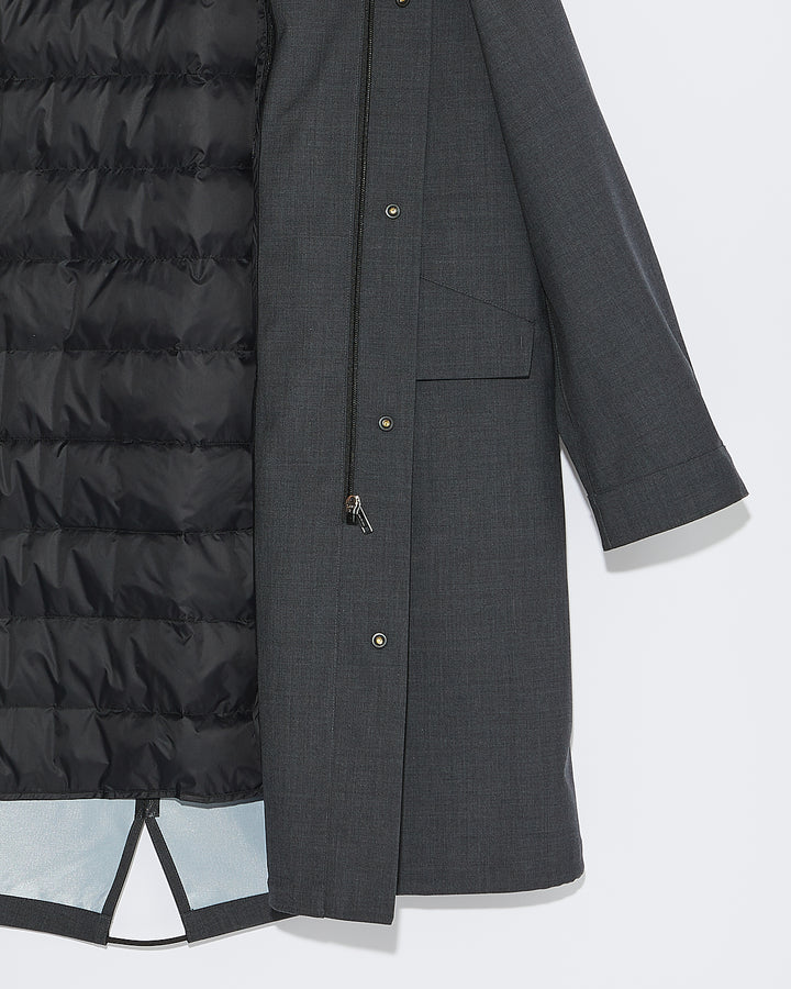 Waterproof fishtail parka in technical cold wool