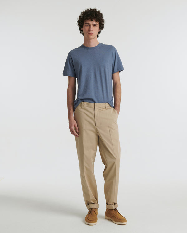 straight cotton trousers - beige