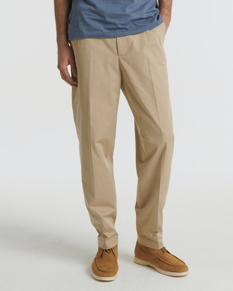 straight cotton trousers - beige