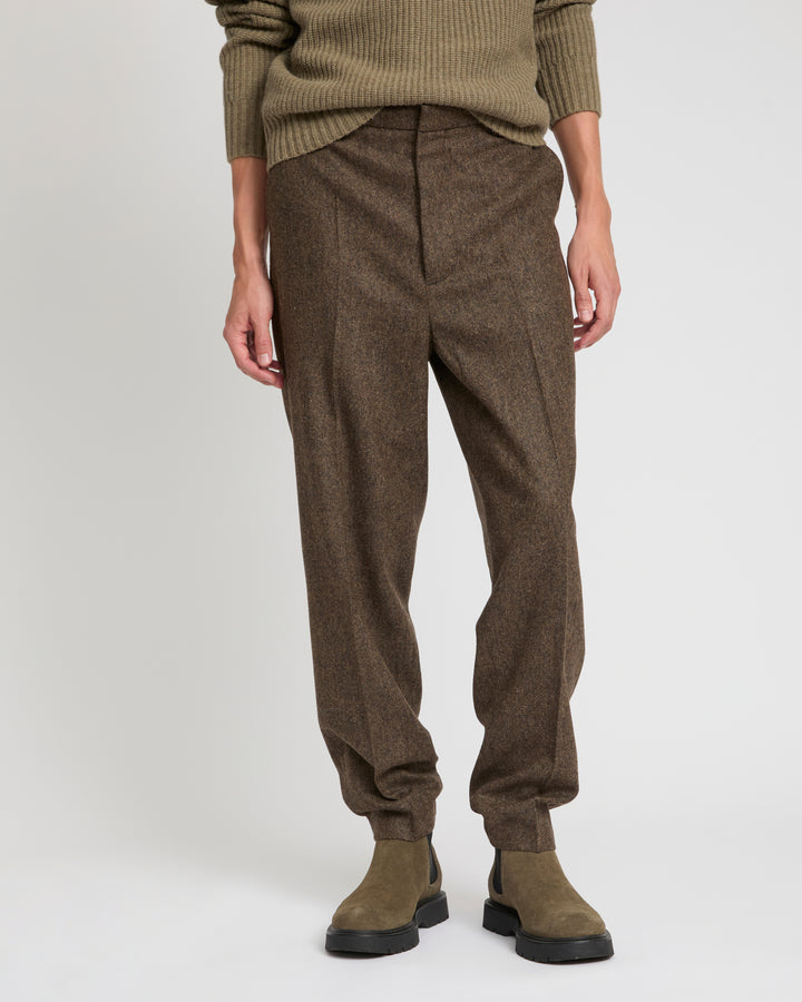 Straight-leg cashmere and wool tweed trousers -Yves Salomon