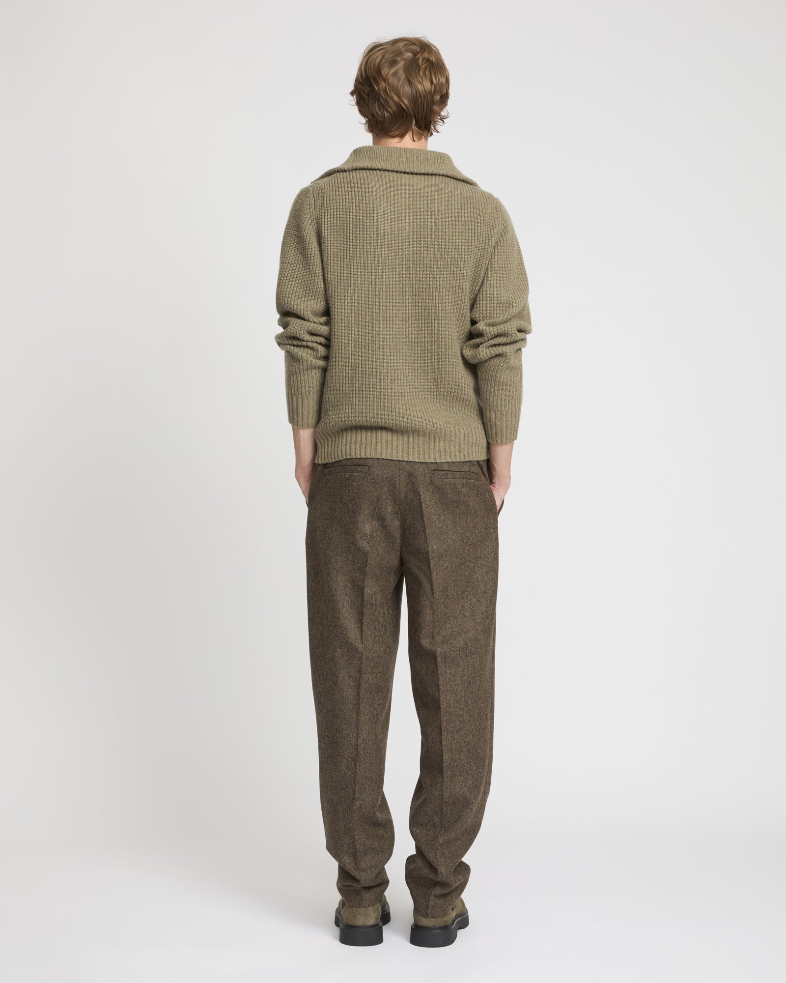 Straight-leg cashmere and wool tweed trousers -Yves Salomon