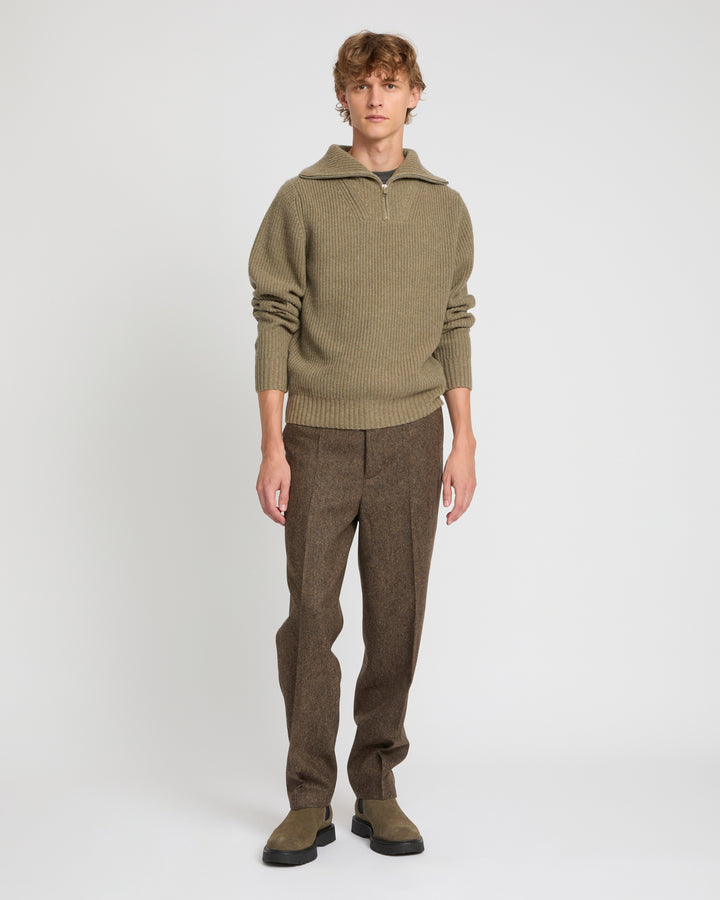 Straight-leg cashmere and wool tweed trousers -Yves Salomon