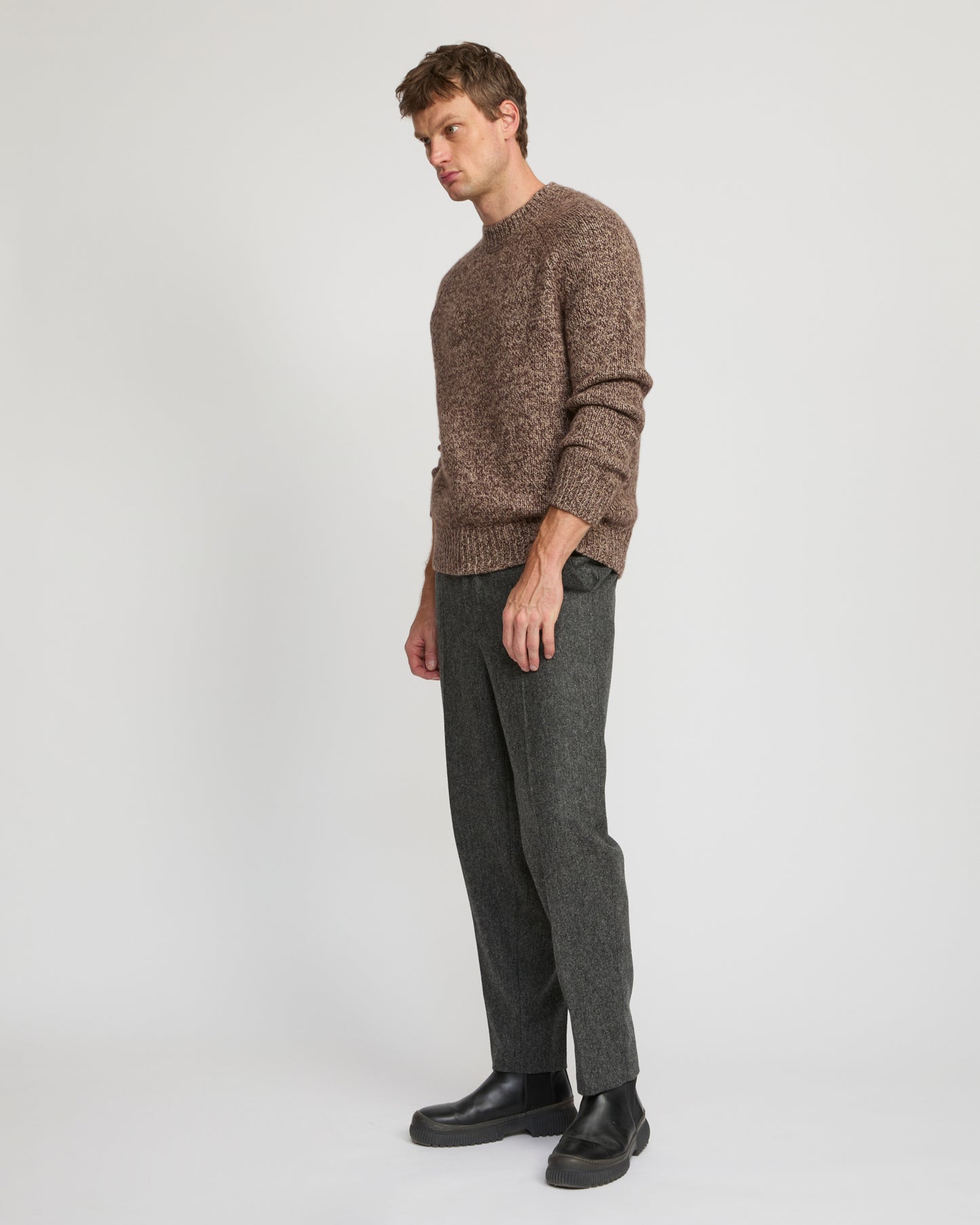 Straight-leg cashmere and wool tweed trousers