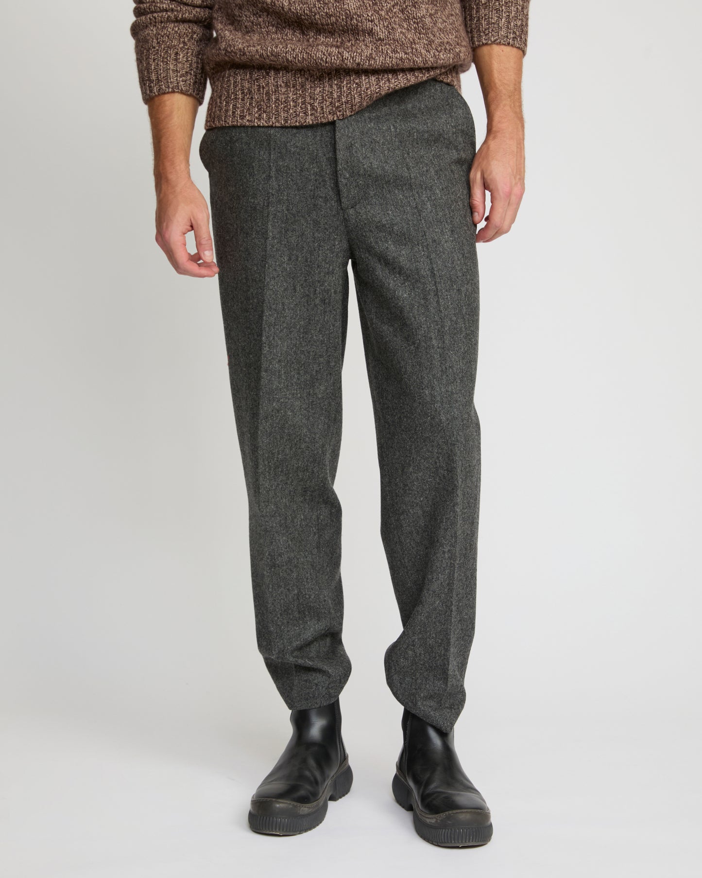 Straight-leg cashmere and wool tweed trousers