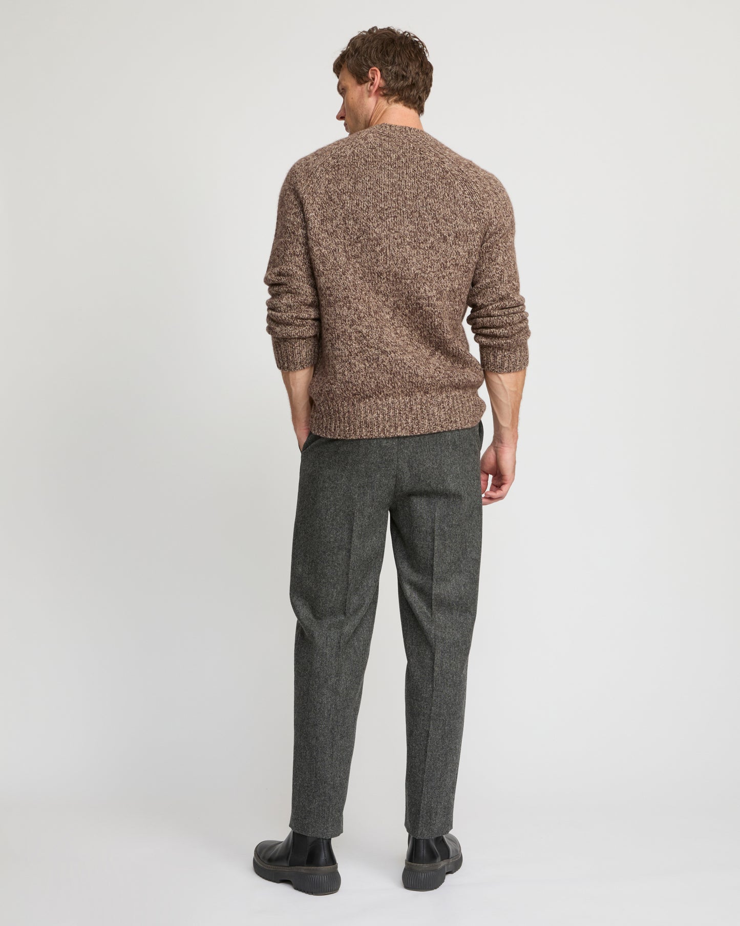 Straight-leg cashmere and wool tweed trousers