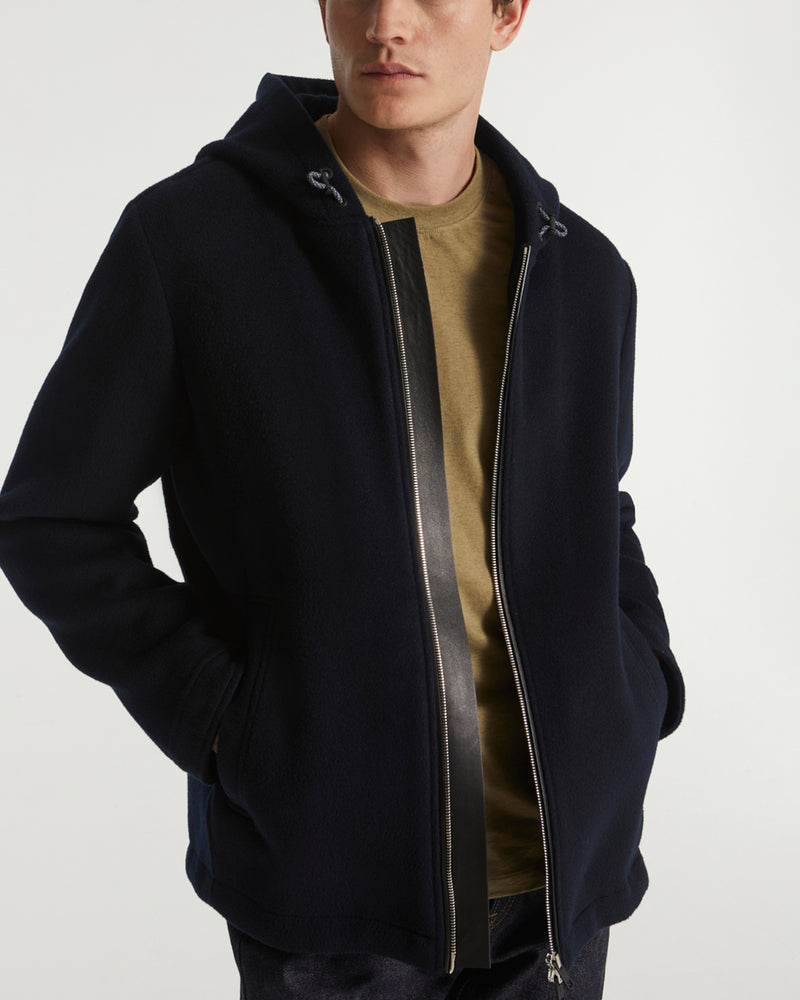 Double-sided wool-cashmere hoodie