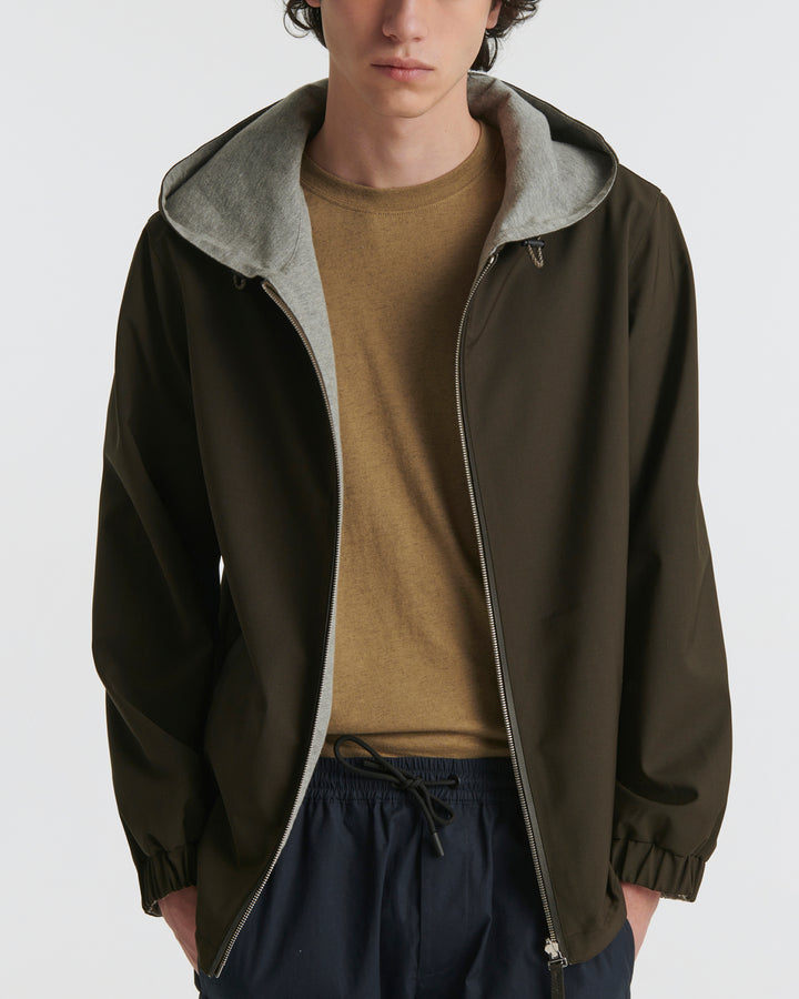 Jersey reversible wool blend hoody