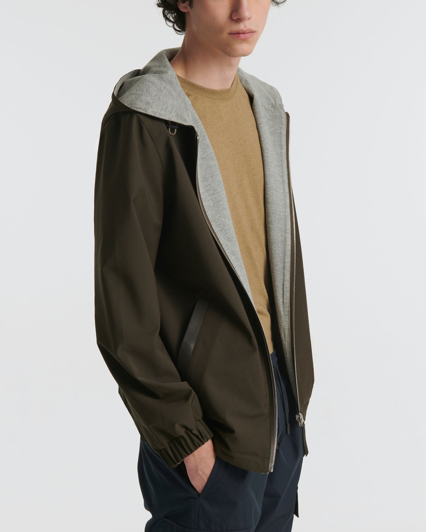 Jersey reversible wool blend hoody