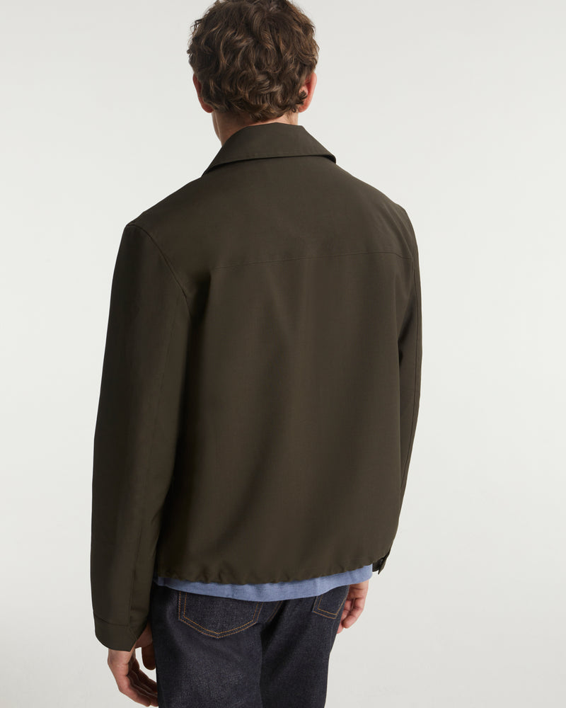 Wool-blend jacket with leather detail