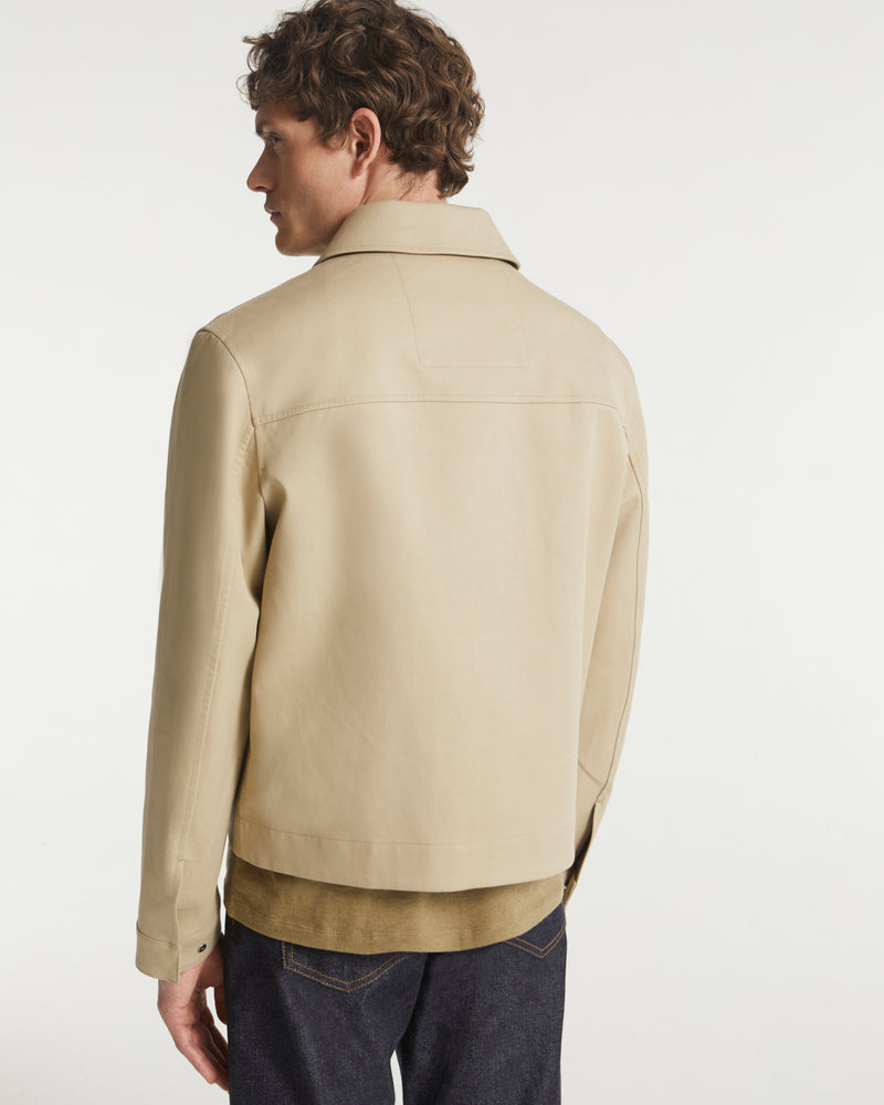 Double-sided fabric jacket with leather details - beige
