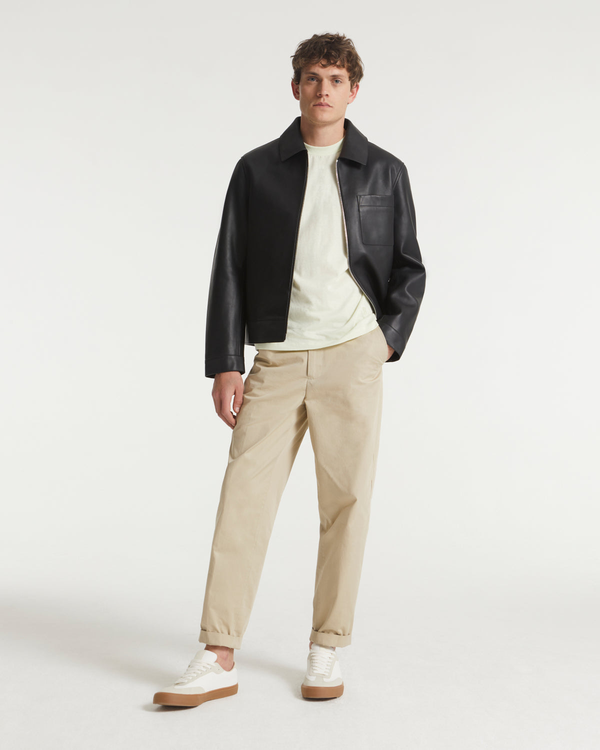 Leather jacket with leatherworking finish - black - Yves