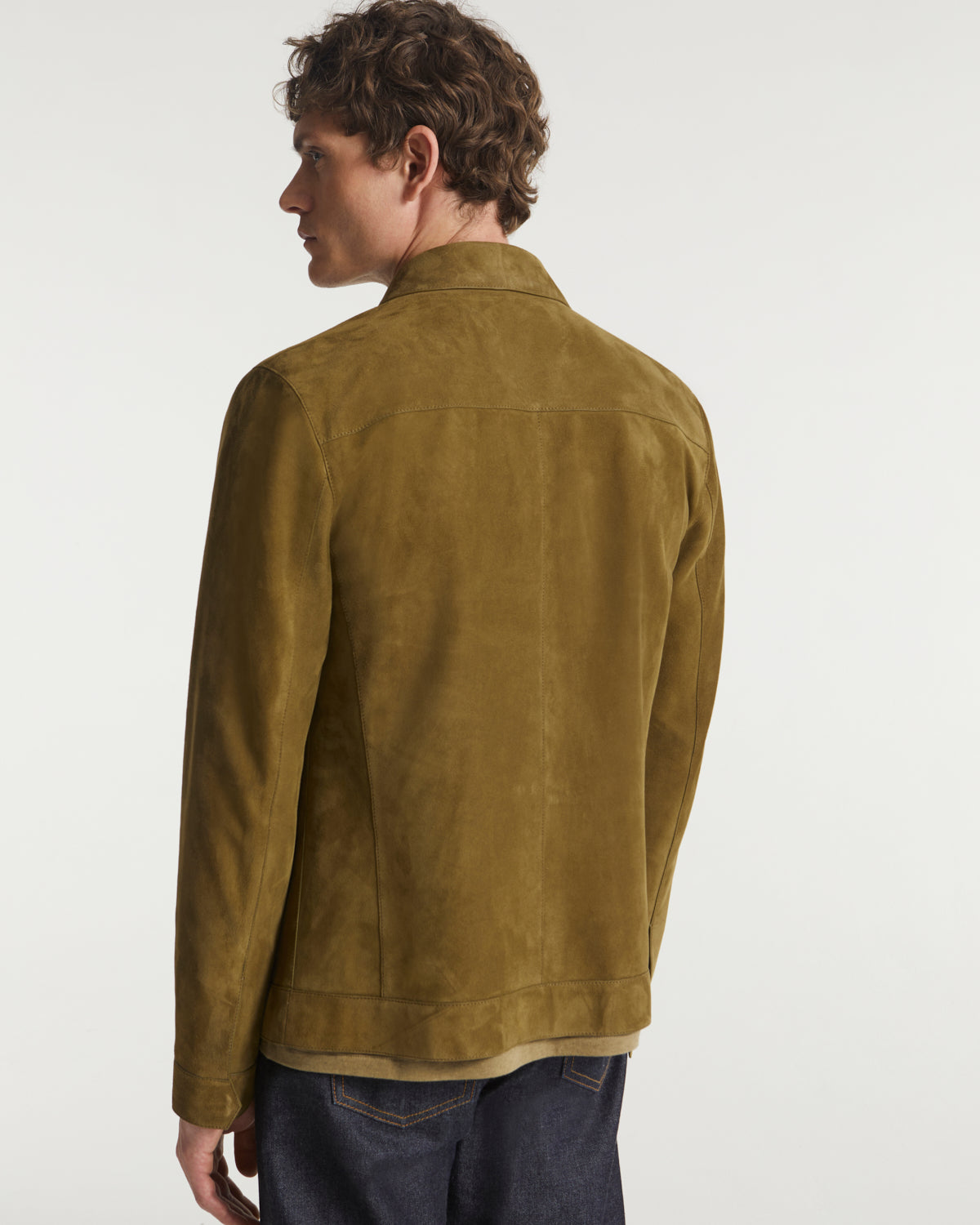 Velour leather jacket - khaki