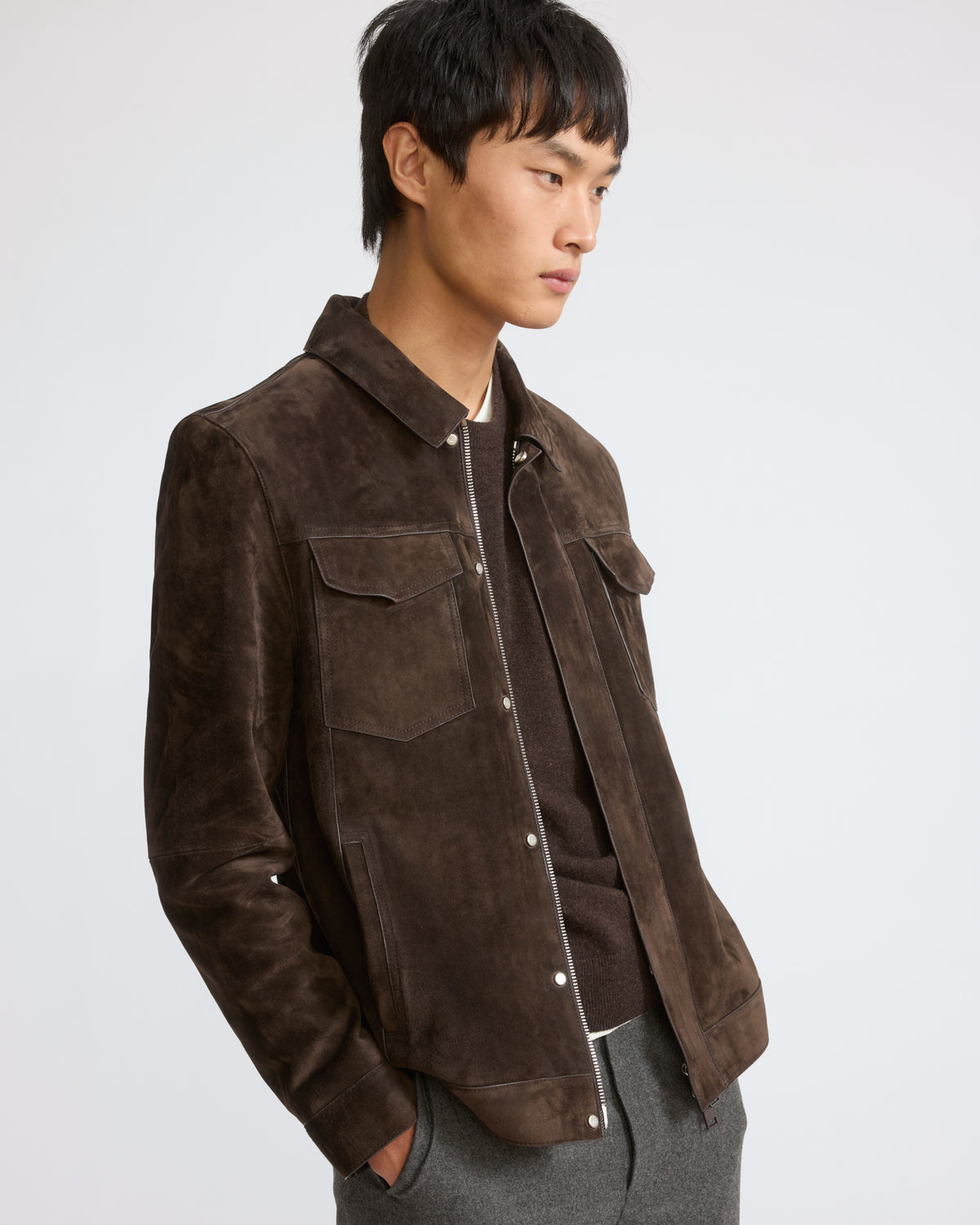 Suede calfskin leather jacket - Yves Salomon - New Fall/Winter Collection