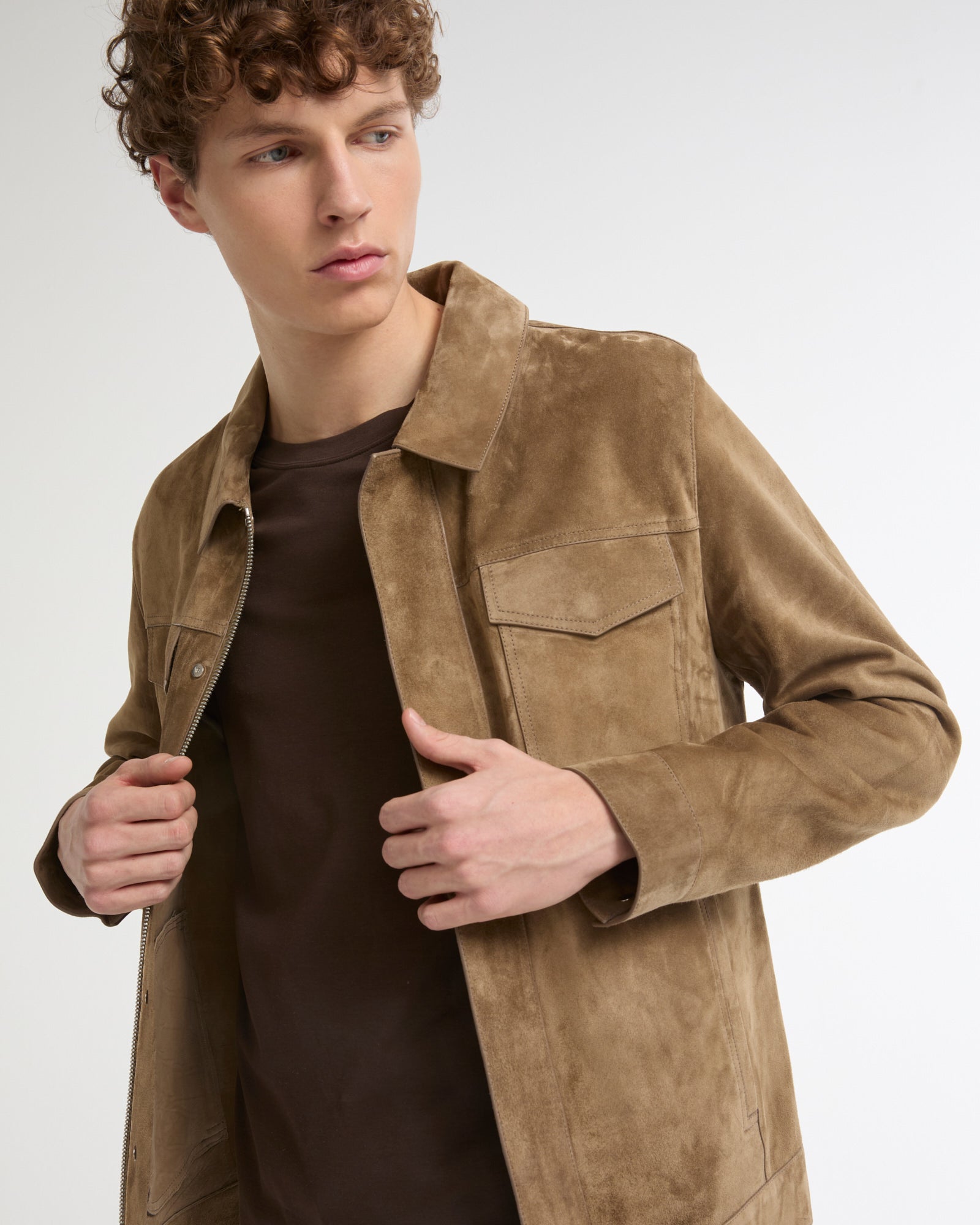Suede-finish calfskin denim jacket -Yves Salomon - New spring summer collection