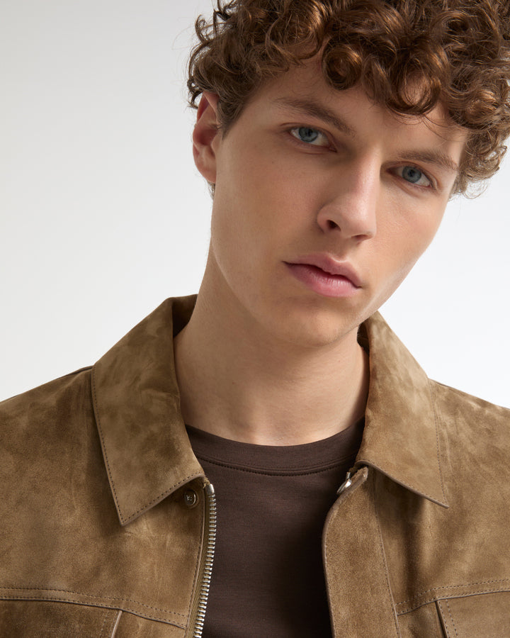 Suede-finish calfskin denim jacket -Yves Salomon - New spring summer collection