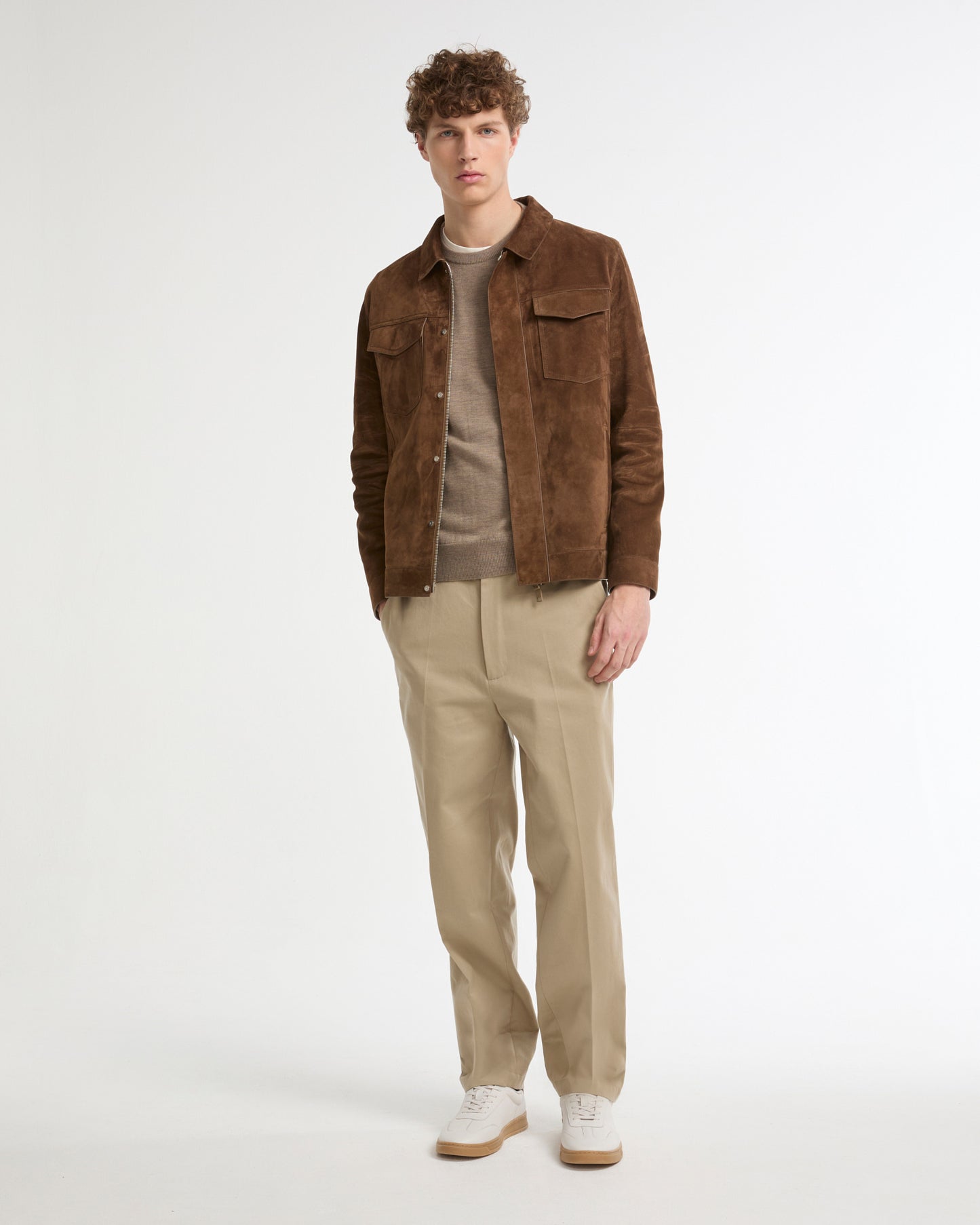 Suede-finish calfskin denim jacket -Yves Salomon - New spring summer collection