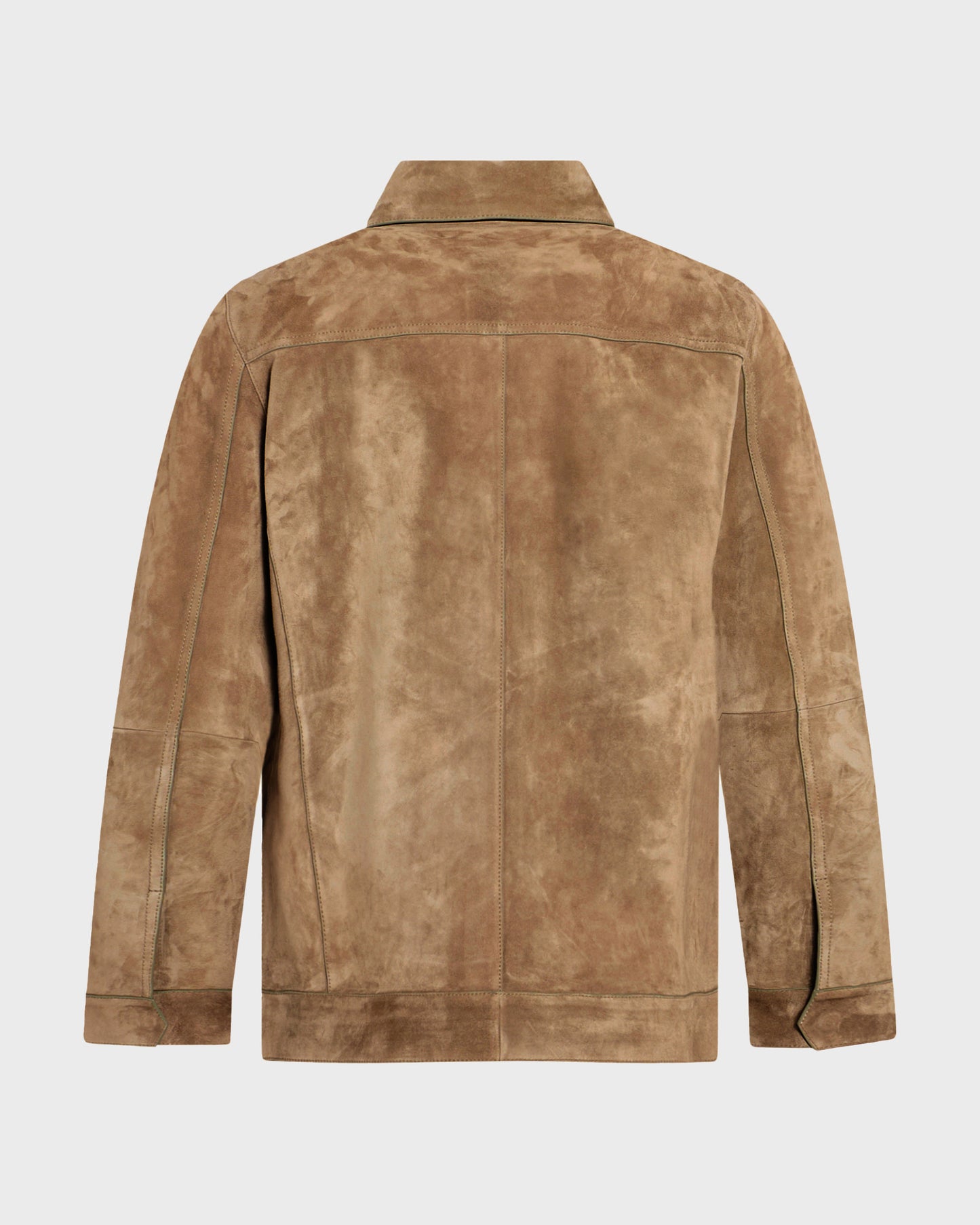 Calfskin leather jacket with a suede finish, denim cut