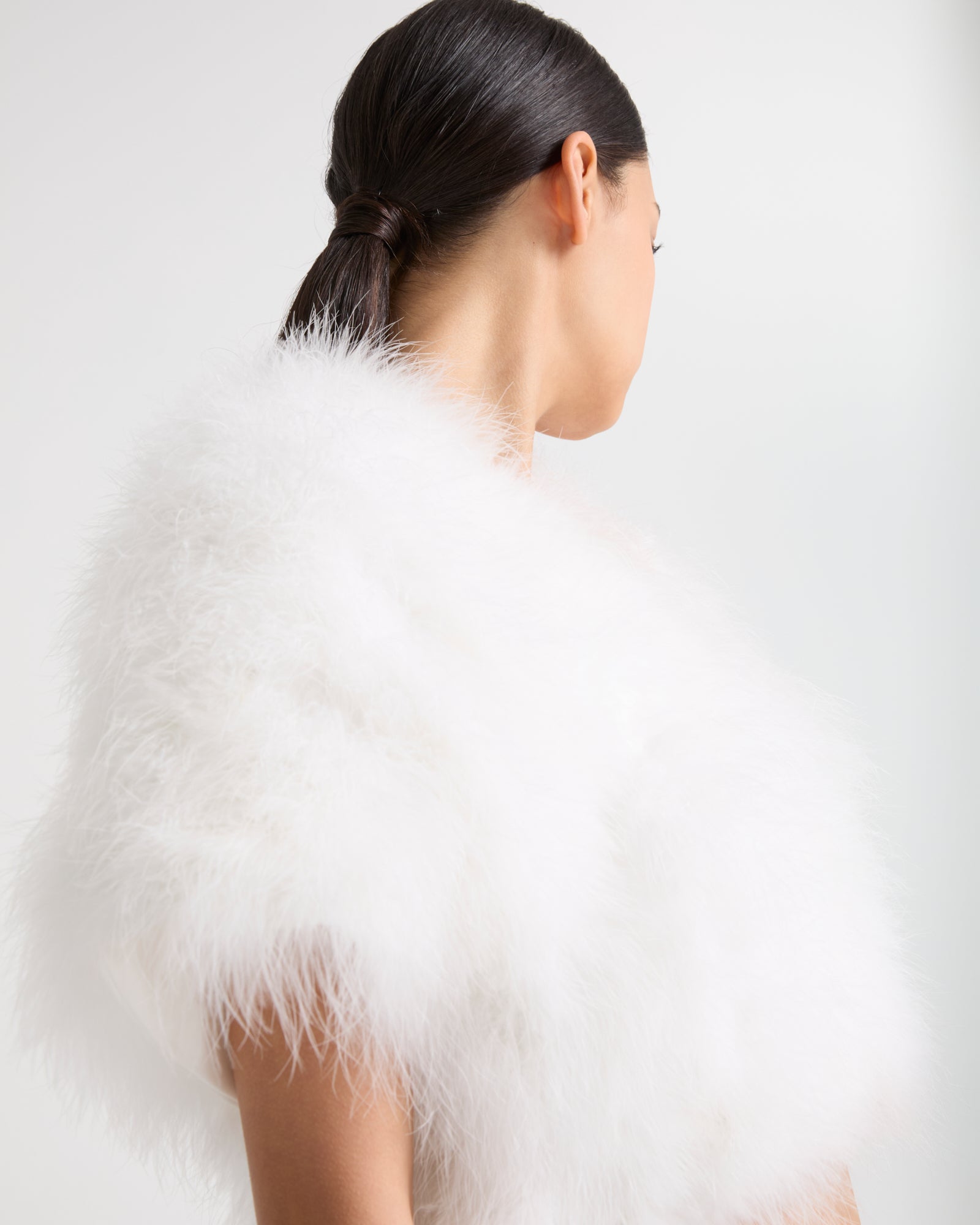Cropped feather bolero - white - Yves Salomon – Yves Salomon UK