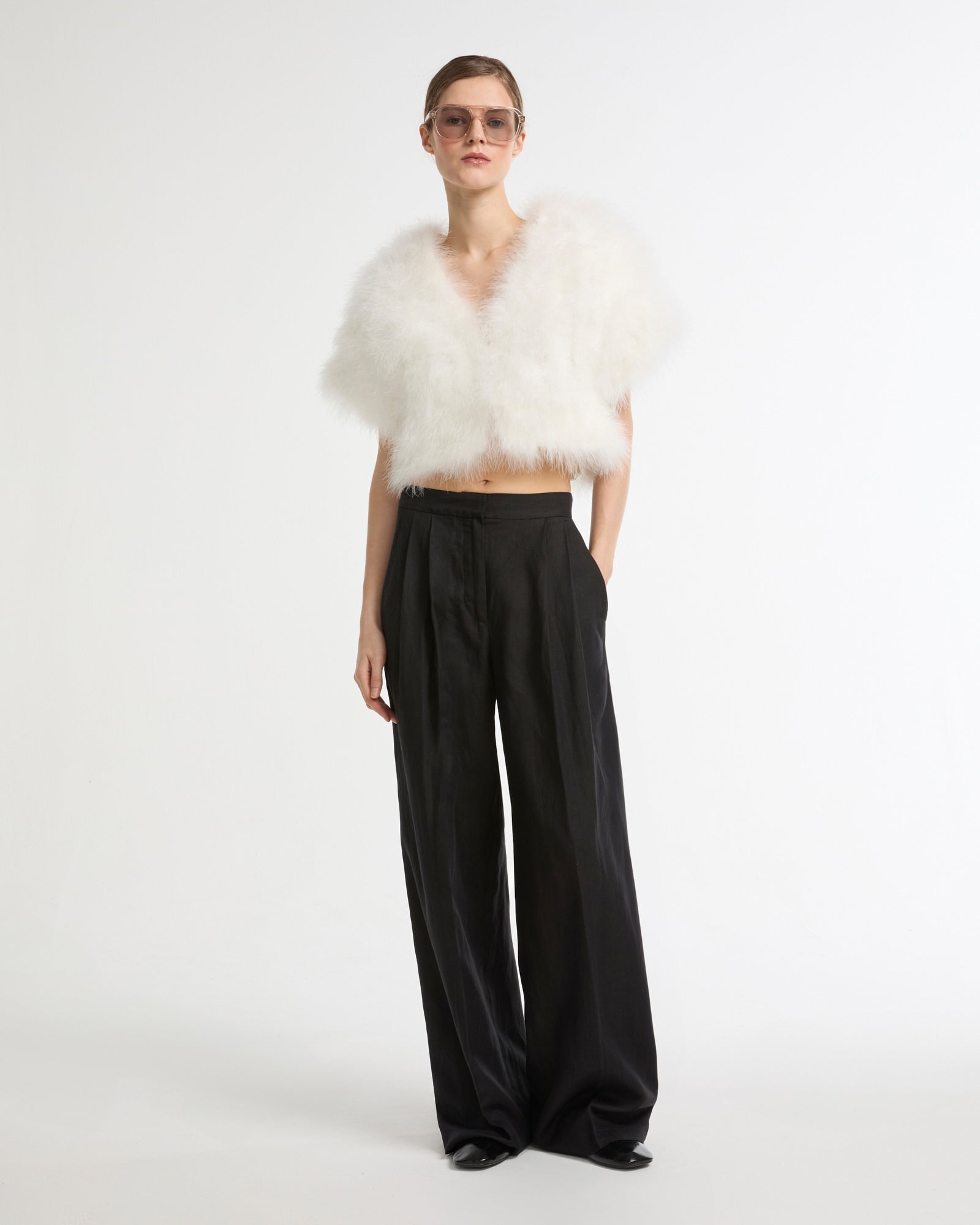 Cropped feather bolero -Yves Salomon - New spring summer collection