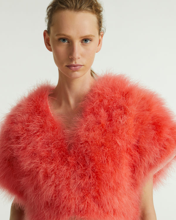 Cropped feather bolero - Fuchsia