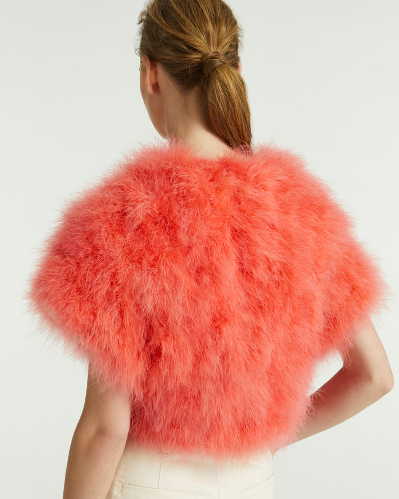 Cropped feather bolero - Fuchsia