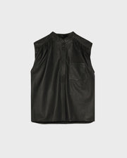 Sleeveless lamb leather top