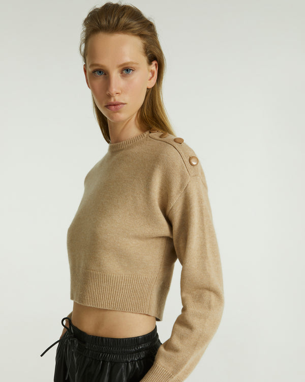 Crop knit jumper - beige