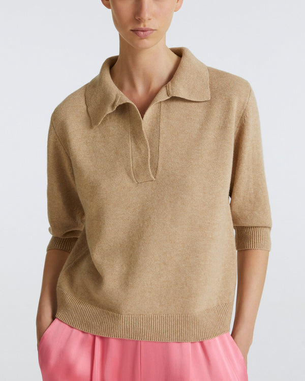 Knit polo shirt - beige