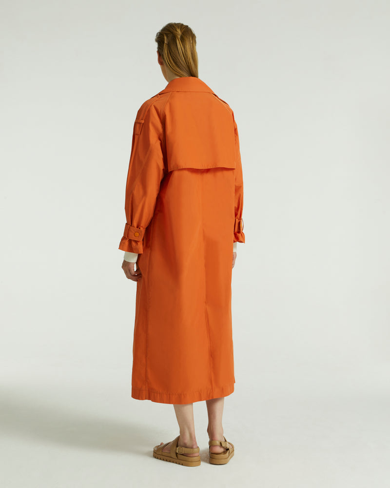 Technical fabric trench coat - orange