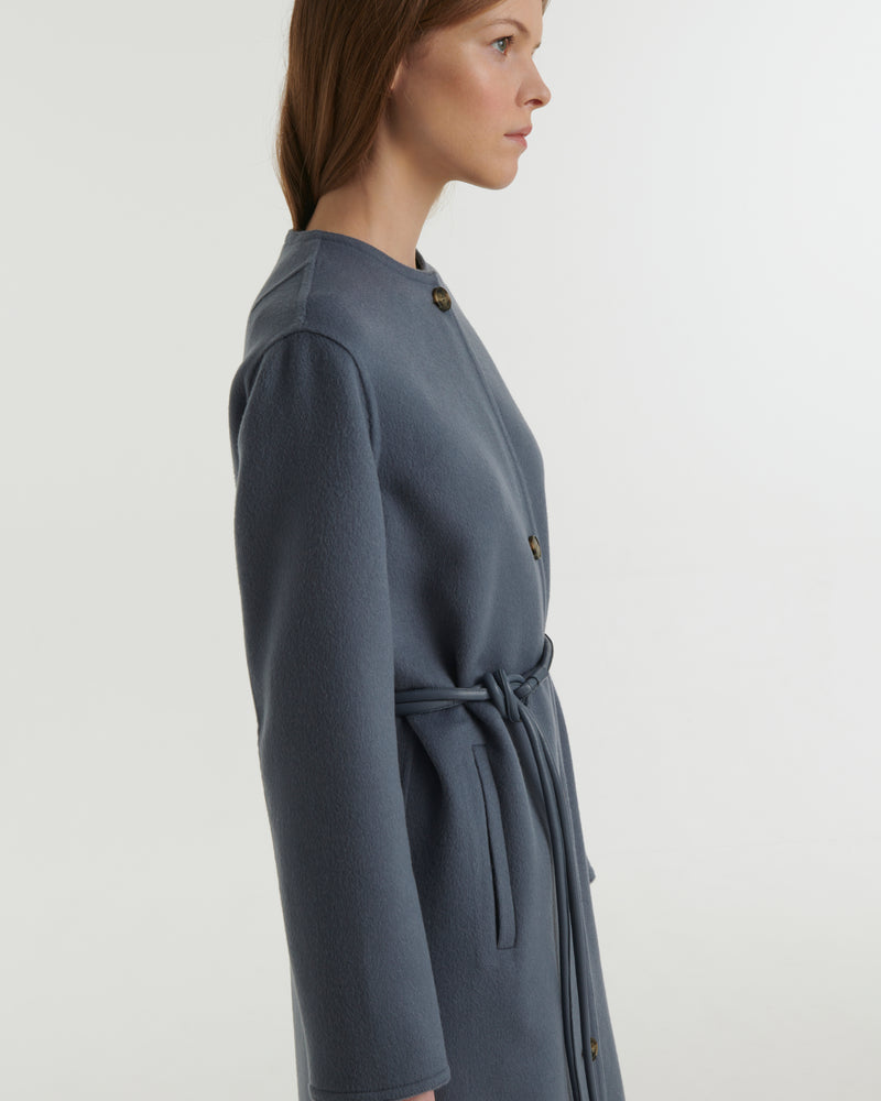 Long double-sided cashmere coat - blue