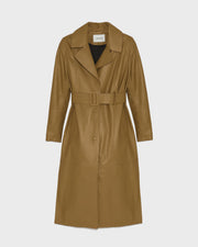 Long leather trench coat